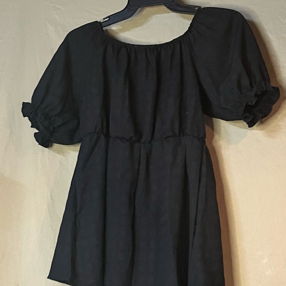 White Birch Black Puff Sleeve Blouse - Picture 2 of 3